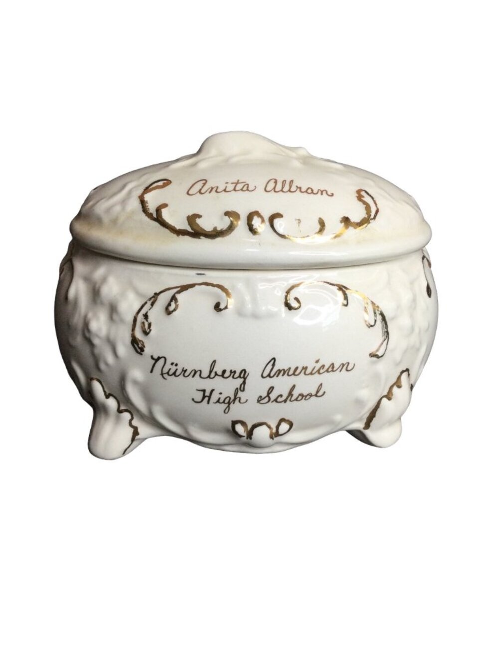Vintage Ceramic Jar Canister Dish with Lid Storage Trinket Dresser Box Germany